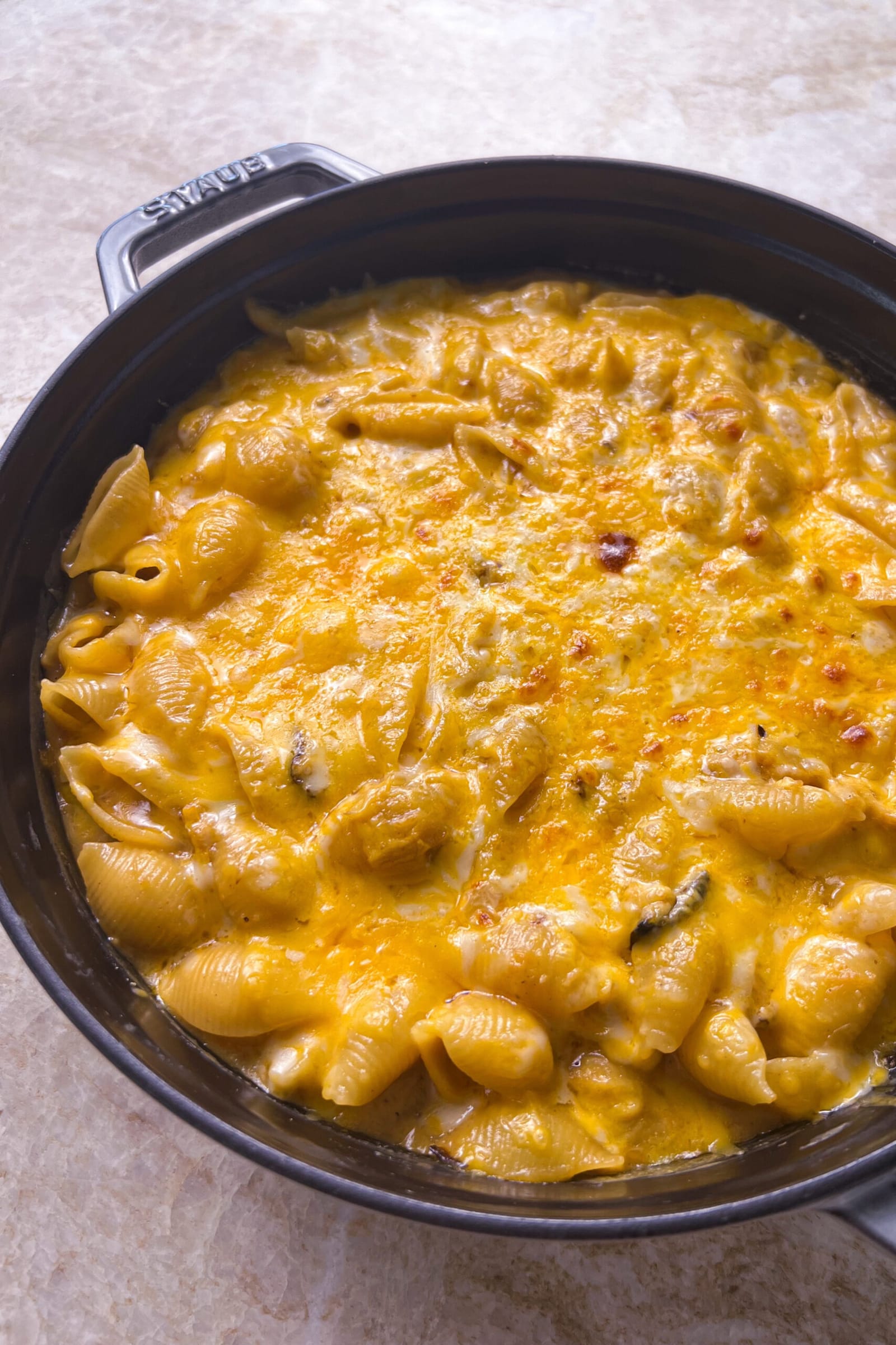 Grilled Lump Crab and Summer Squash Mac & Cheese