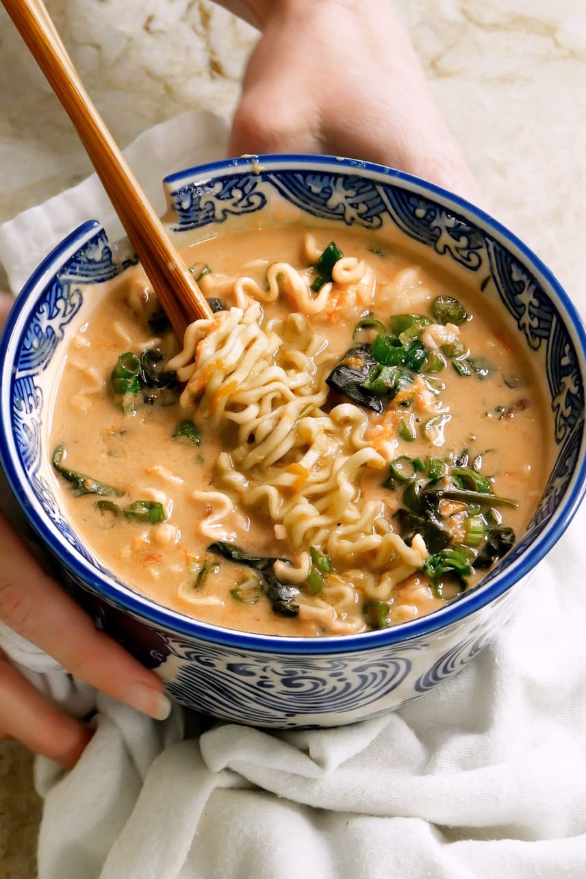 10 Minute Single Serve Creamy Shrimp Ramen