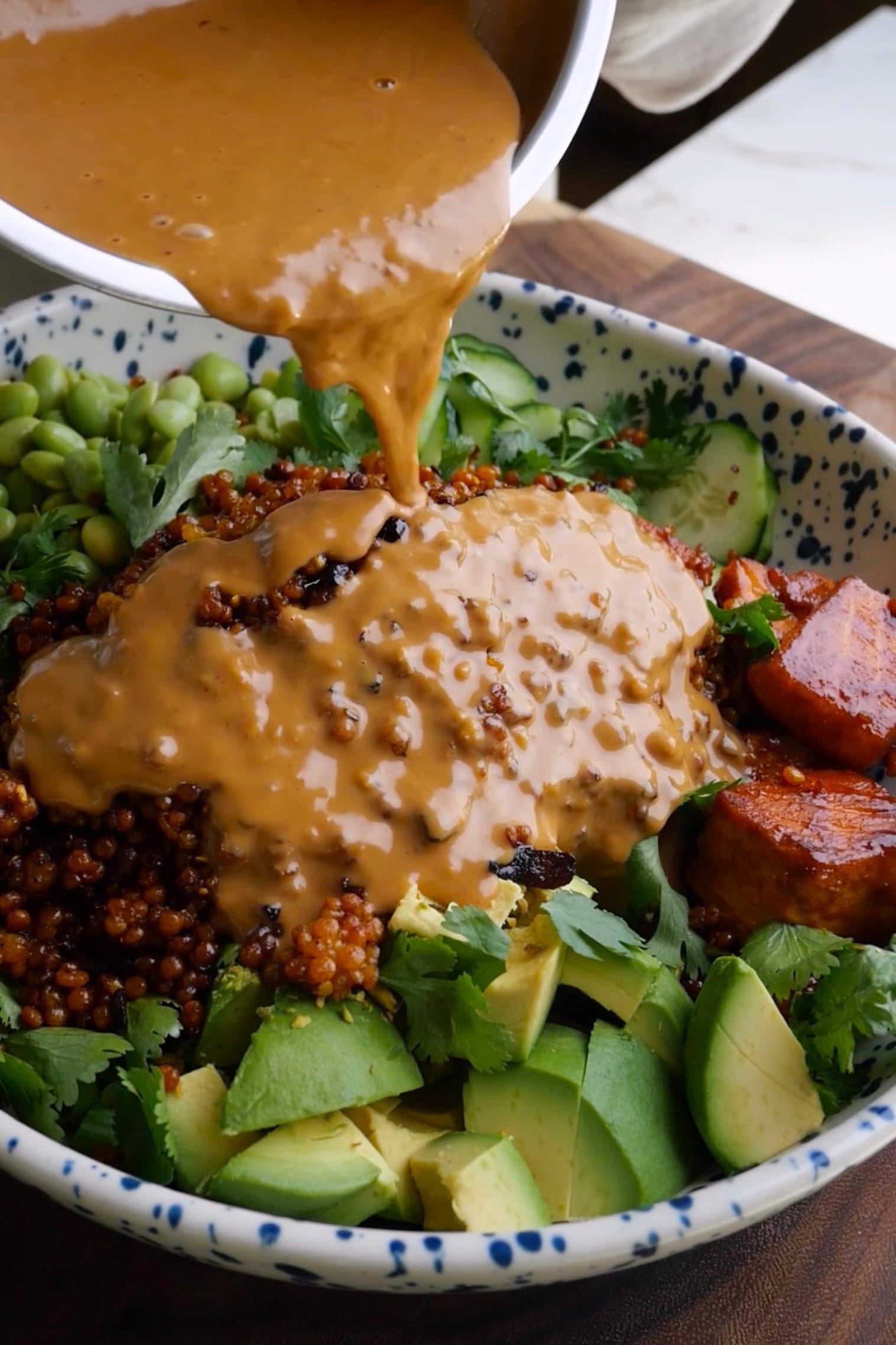 Crispy Couscous Honey Sriracha Salmon Salad
