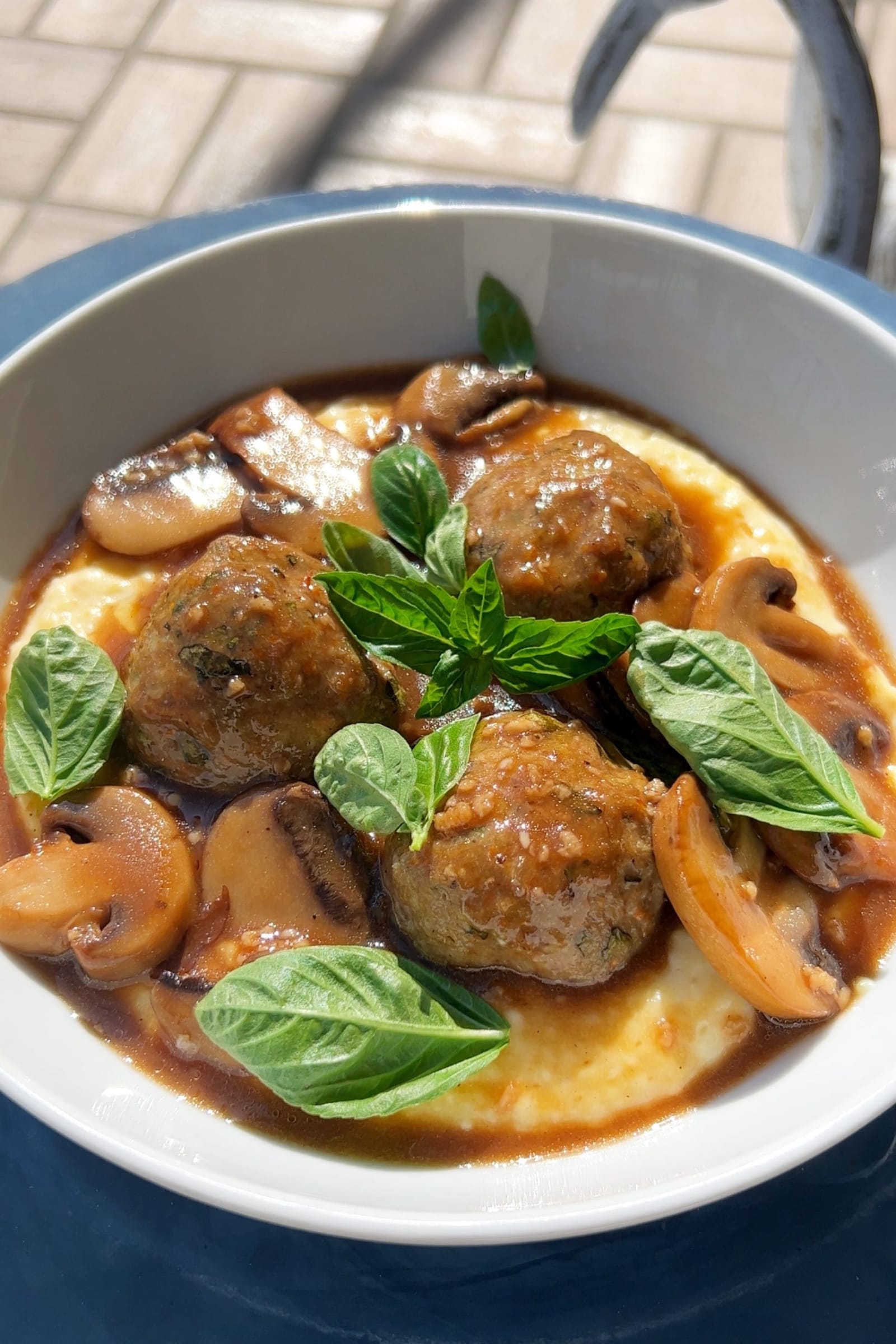 Lamb Meatballs with Creamy Polenta and Mushroom Madeira