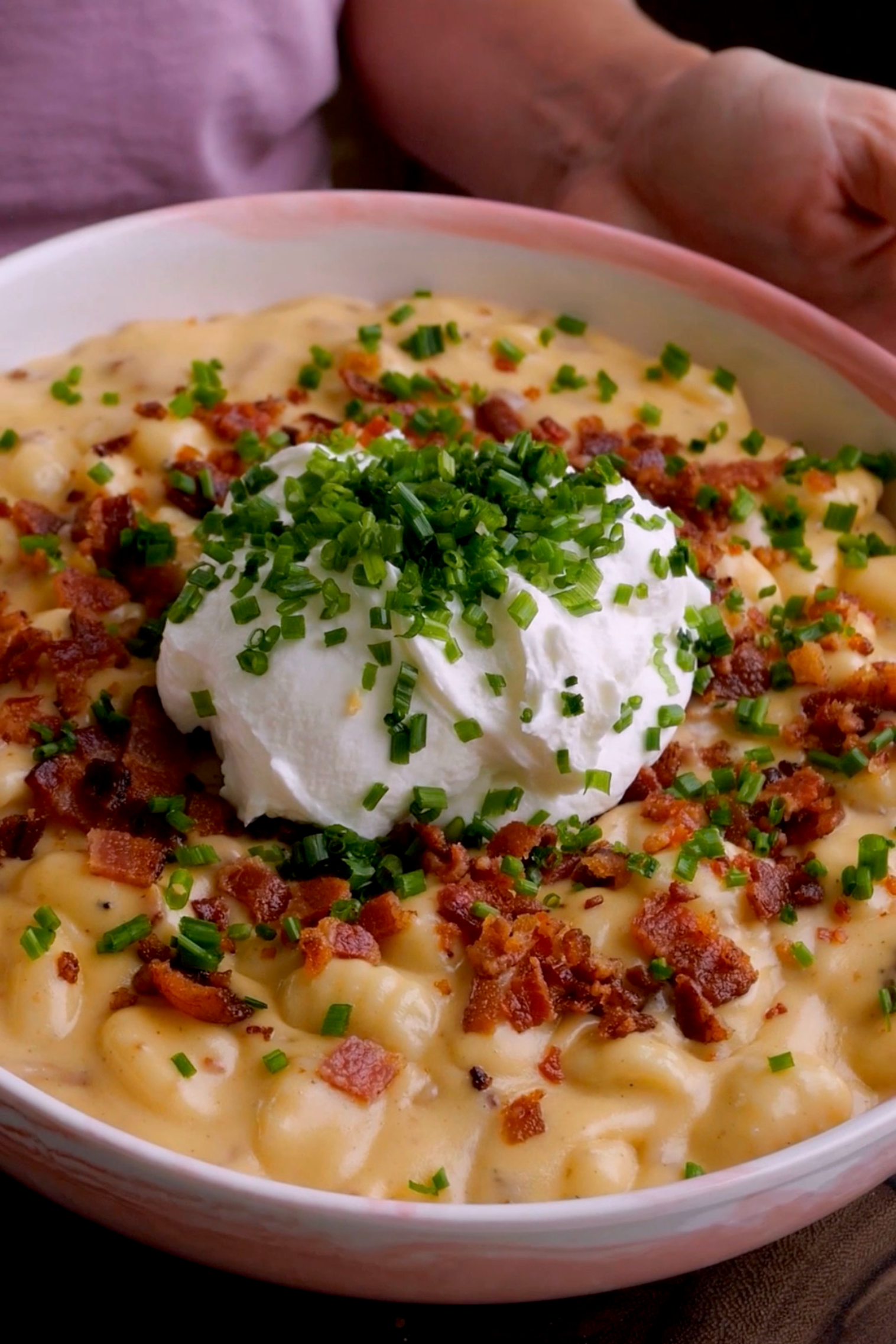 Loaded Baked Potato Gnocchi Mac and Cheese