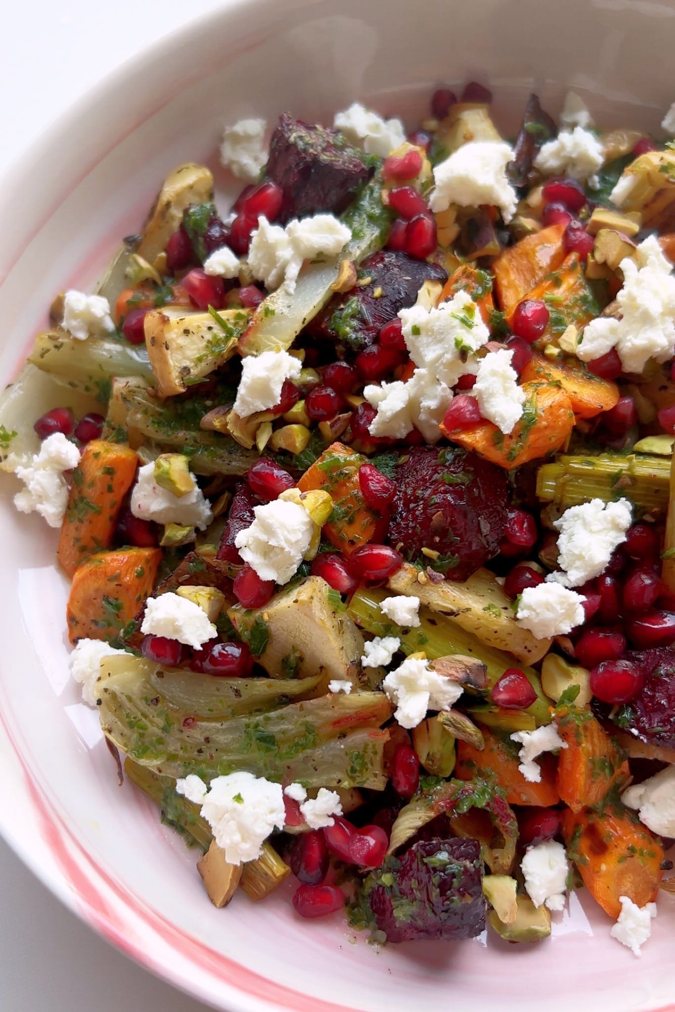 Roasted Autumn Salad with Herbed Oil and Goat Cheese