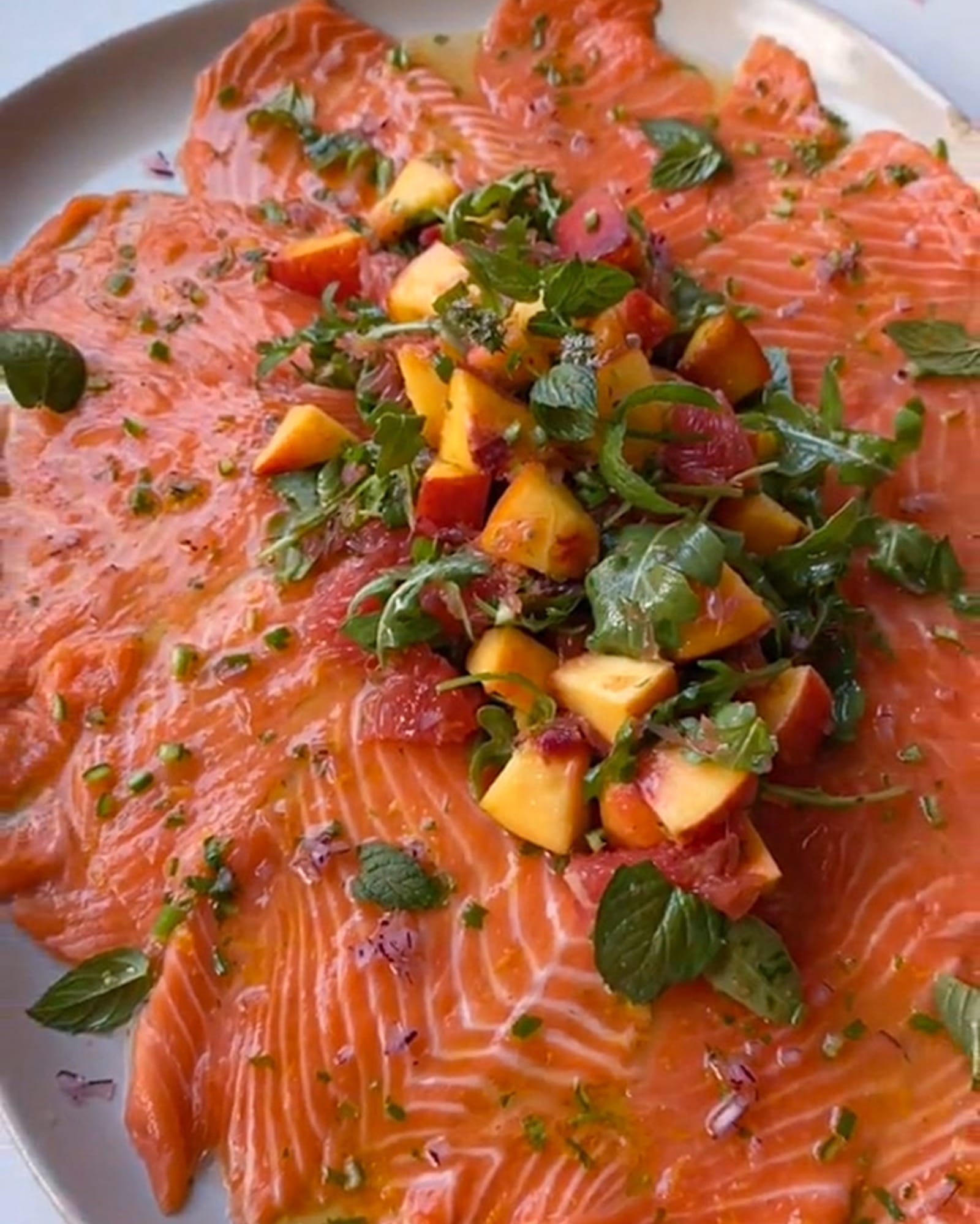Salmon Carpaccio with Grapefruit 'n' Peach Salad