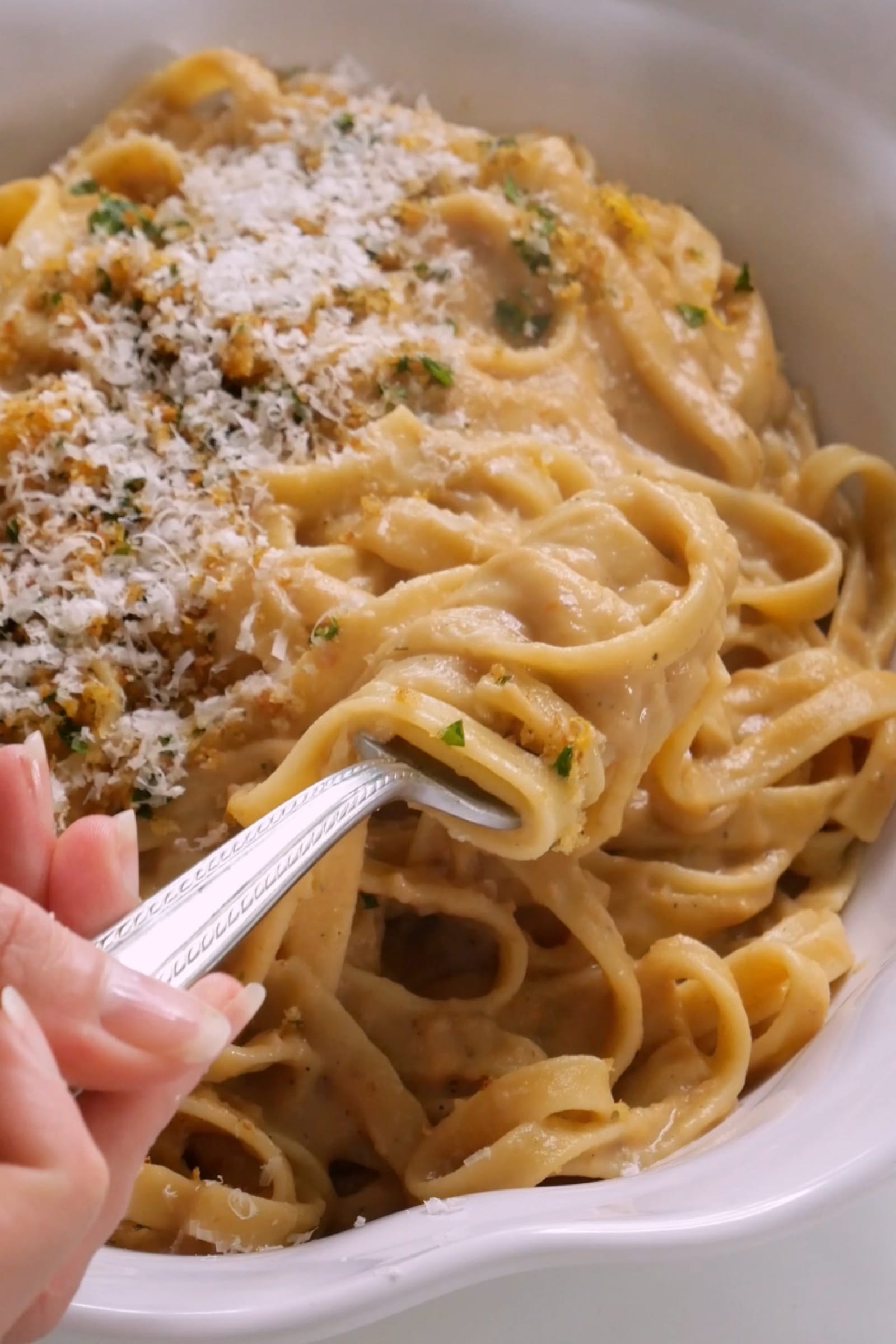 Creamy Hidden Veggie Fettuccine with Garlicky Gremolata