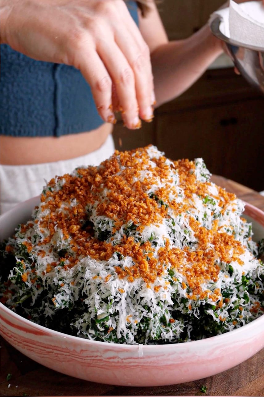 Kale Caesar Salad with Garlic Breadcrumbs